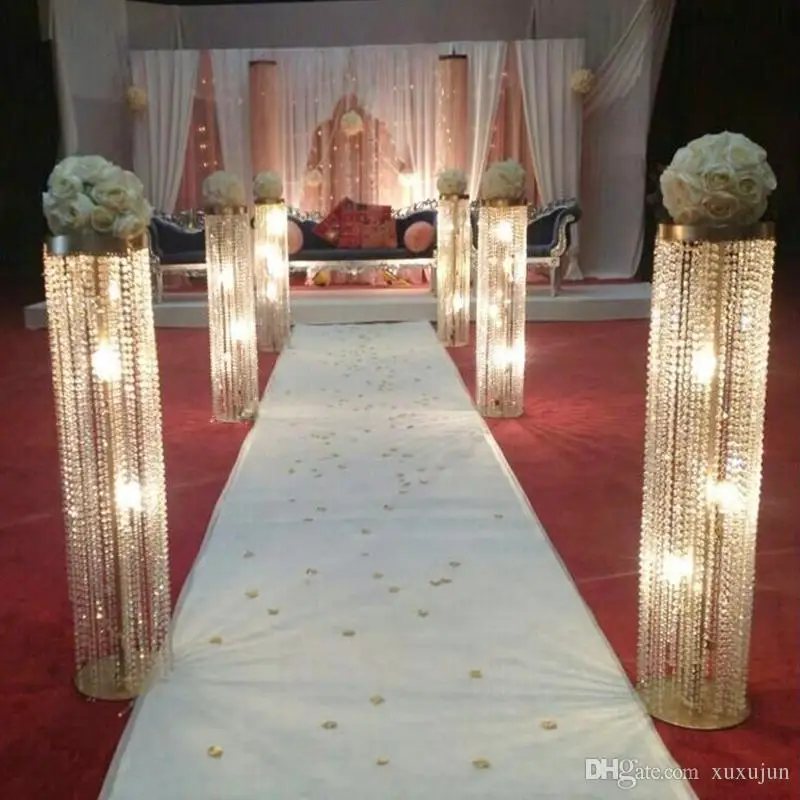 

6pcs/lot New arrival 120cm tall 20cm diameter acrylic crystal wedding road lead centerpiece event party decoration