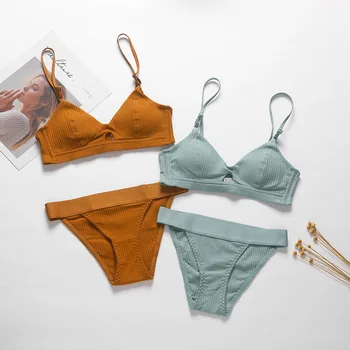 New Sexy Bras Set for Yong Girls Ribbed No Steel Ring Bralette with Removable Pads Women Intimates Comfortable Cotton Underwear
New Sexy Bras Set for Yong Girls Ribbed No Steel Ring Bralette with Removable Pads Women Intimates Comfortable Cotton Underwear