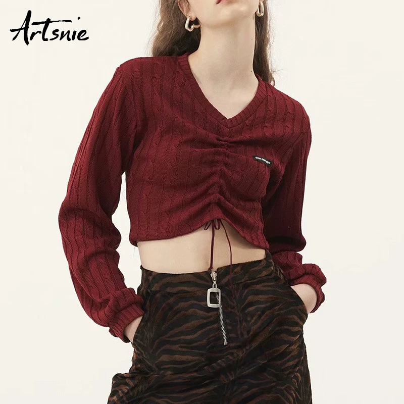 Artsnie High Street Lace Up Knitted Short T Shirts Tee Women Spring 2019 V Neck Cropped Feminino Sexy Crop Tops Female T-Shirts
Artsnie High Street Lace Up Knitted Short T Shirts Tee Women Spring 2019 V Neck Cropped Feminino Sexy Crop Tops Female T-Shirts
