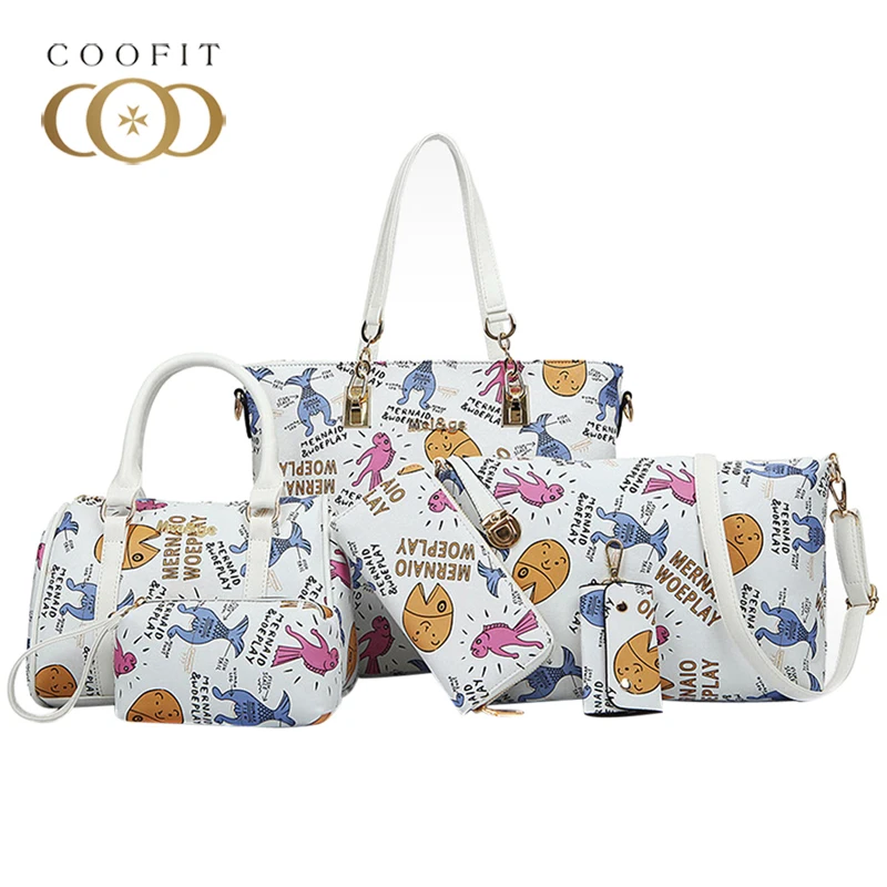 Coofit Women's Colorful Graffiti 6 Pcs Composite Bags Female Fashion Tote Bag Shoulder Bag Handbag Wristlet Clutch Wallet Set
Coofit Women's Colorful Graffiti 6 Pcs Composite Bags Female Fashion Tote Bag Shoulder Bag Handbag Wristlet Clutch Wallet Set