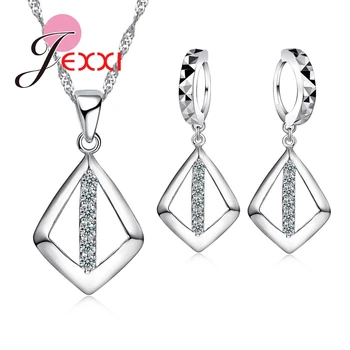 925 Sterling Wedding Jewelry Sets Geometric Suqare Drop Necklace Earrings Brincos African AAA Crystal Collar Anniversary Gift
925 Sterling Wedding Jewelry Sets Geometric Suqare Drop Necklace Earrings Brincos African AAA Crystal Collar Anniversary Gift