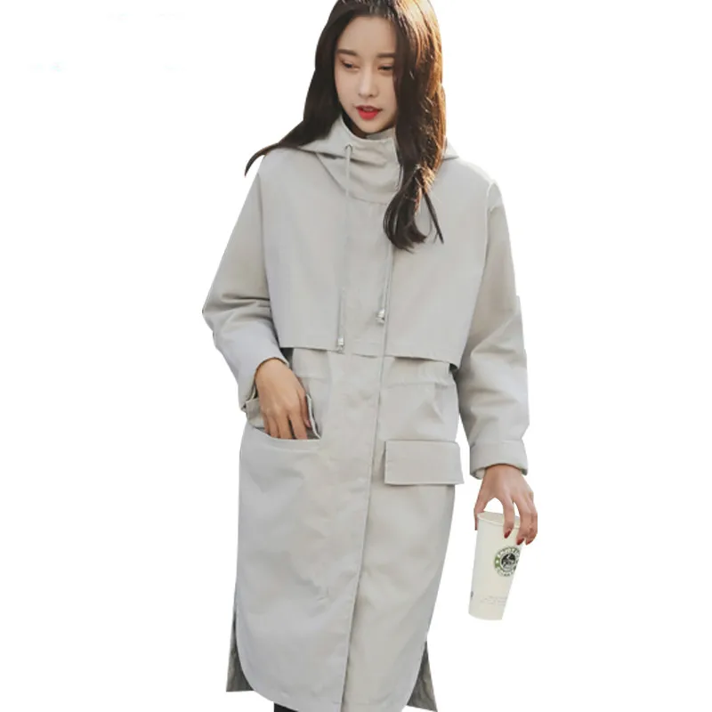 Trench Coat Women Spring 2019 New Korean BF Large Size Women's Temperament England Hooded Red Black Long Windbreaker female
Trench Coat Women Spring 2019 New Korean BF Large Size Women's Temperament England Hooded Red Black Long Windbreaker female