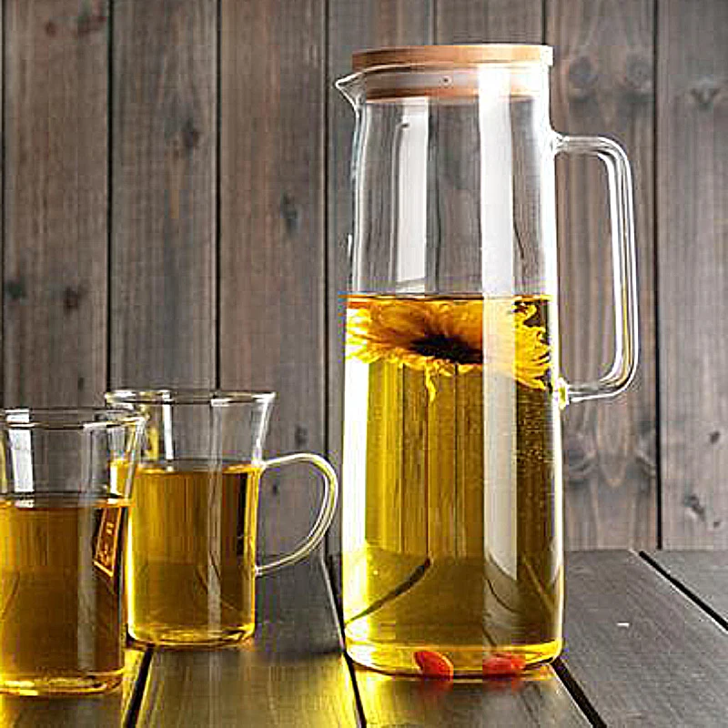 Heatproof Glass Carafe with Stainless Steel or Bamboo or Glass Lid Hot or Iced Water Pitcher Fruit Flower Tea Water Bottle SH23
Heatproof Glass Carafe with Stainless Steel or Bamboo or Glass Lid Hot or Iced Water Pitcher Fruit Flower Tea Water Bottle SH23