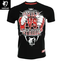 Vszap Wolf Fist STRIKE Training Sports Jersey for Boxing MMA Men's Cotton Short Sleeve T-shirt Boxing Jersey muay thai Q image
