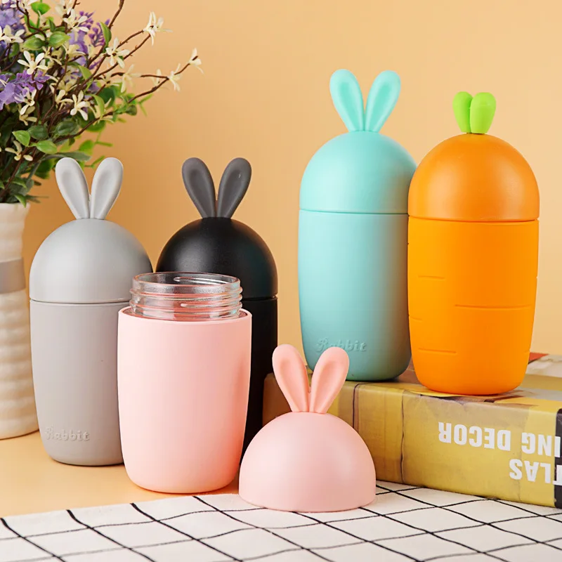 New Cartoon Cute Rabbit Carrot Glass Water Bottle with Insulation Silicone Cover Girl Kid Outdoor Portable Rope Drinking Bottle
New Cartoon Cute Rabbit Carrot Glass Water Bottle with Insulation Silicone Cover Girl Kid Outdoor Portable Rope Drinking Bottle