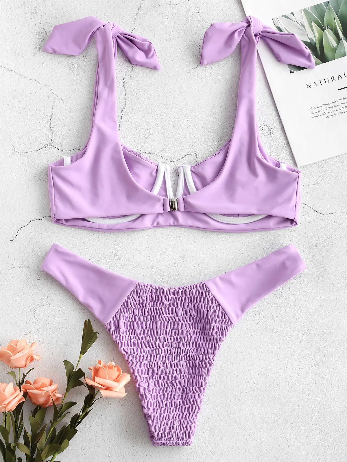 smocked underwire bikini