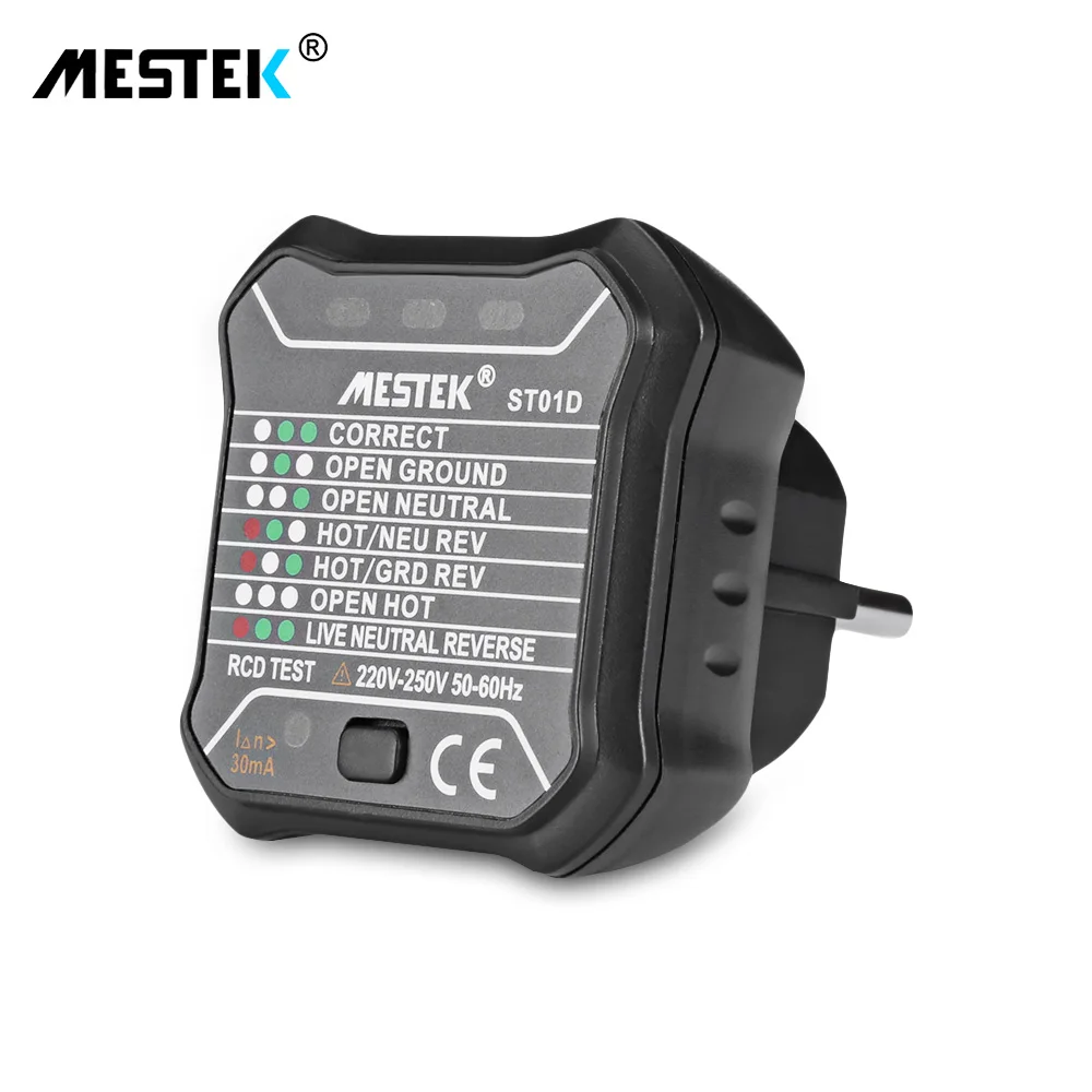 MESTEK ST01D RCD / GFCI Outlet Electric Socket Tester EU Plug Leakage Test Polarity Voltage Detector Wall Plug Breaker Finder Te
MESTEK ST01D RCD / GFCI Outlet Electric Socket Tester EU Plug Leakage Test Polarity Voltage Detector Wall Plug Breaker Finder Te