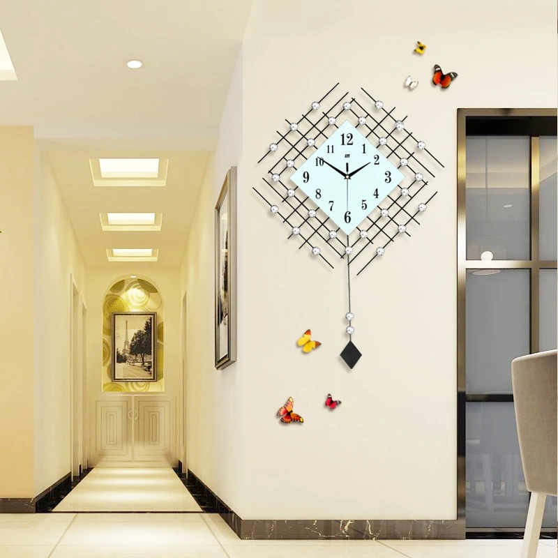 3D Big Swing Wall Clock Modern Design Decorative Home Decor Wall Watches Living Room 30pcs Diamonds Wrought Iron Silent Clock
3D Big Swing Wall Clock Modern Design Decorative Home Decor Wall Watches Living Room 30pcs Diamonds Wrought Iron Silent Clock