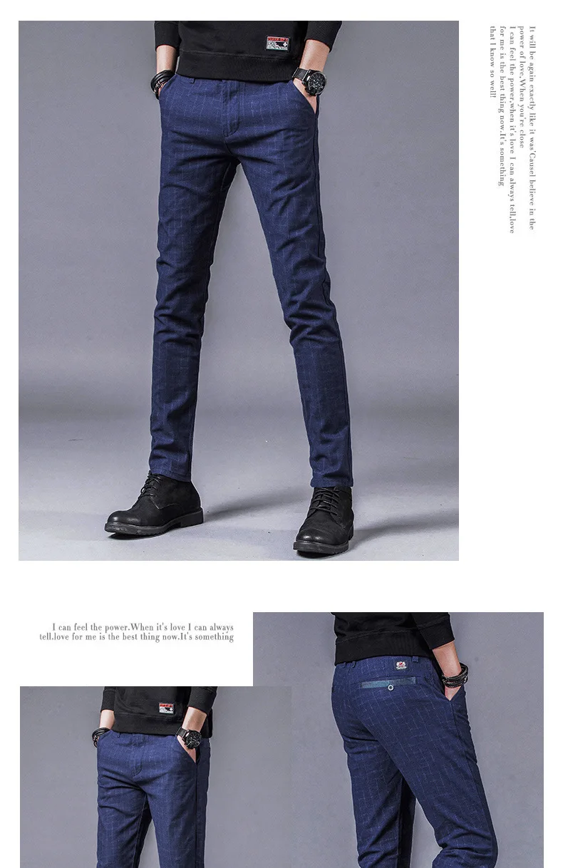X-Future Mens Multicolor Winter Elastic Wasit Solid Straight Leg Flat FrontPants Trousers