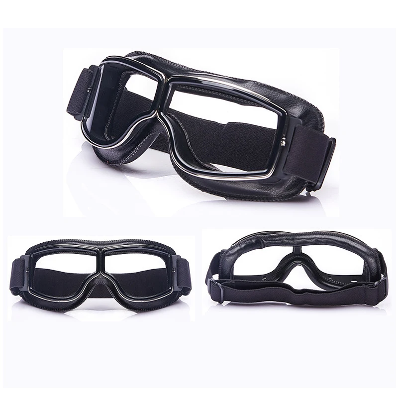 Фото VOSS Новинка классные винтажные кожаные мотоциклетные очки для круизера | Мотоциклетные очки (33000775893)
