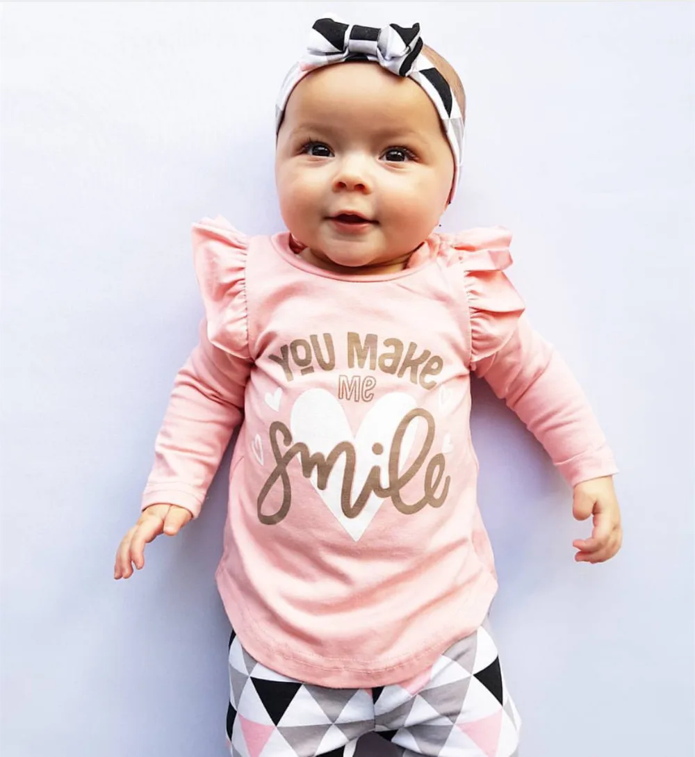 Newborn Infant Baby Girl Clothes Cotton Long Sleeve Fashion Letter You Make Me Smile 3pcs Outfits Set Kids Toddler Clothing
Newborn Infant Baby Girl Clothes Cotton Long Sleeve Fashion Letter You Make Me Smile 3pcs Outfits Set Kids Toddler Clothing