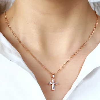 Rose Gold Color Cross Pendant Necklaces For Woman Crystal Pendant Cubic Zirconia Long Necklace Bijoux Jewelry
Rose Gold Color Cross Pendant Necklaces For Woman Crystal Pendant Cubic Zirconia Long Necklace Bijoux Jewelry
