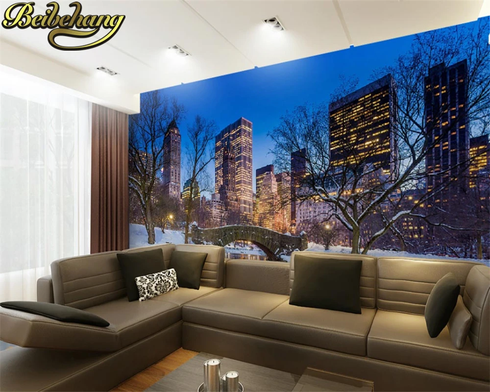 

beibehang Large urban winter snow scenery home decor papel de parede 3d wall paper mural for living room tv background wallpaper