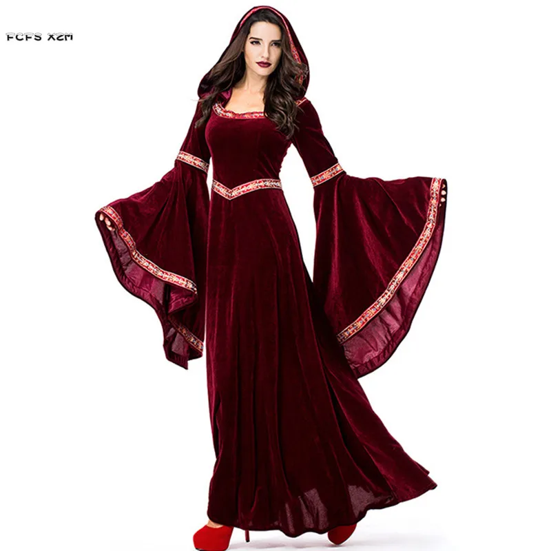 Woman Queen European Retro Court Robe Sorceress Vampire Cosplay Halloween Witch Costumes Carnival Purim Masquerade Party Dress
Woman Queen European Retro Court Robe Sorceress Vampire Cosplay Halloween Witch Costumes Carnival Purim Masquerade Party Dress