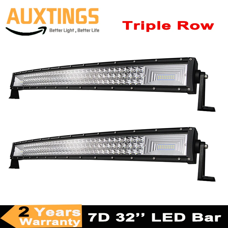 

2pcs 405W 32 inch Curved LED Light Bar Triple Row LED Work Lamp Bar for Tractor Boat OffRoad 4WD 4x4 Car Truck Boat SUV ATV 12V