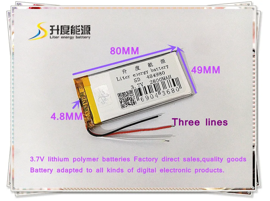 3.7V 2800mAh 484980 Polymer lithium ion / Li-ion battery for tablet pc POWER BANK
3.7V 2800mAh 484980 Polymer lithium ion / Li-ion battery for tablet pc POWER BANK