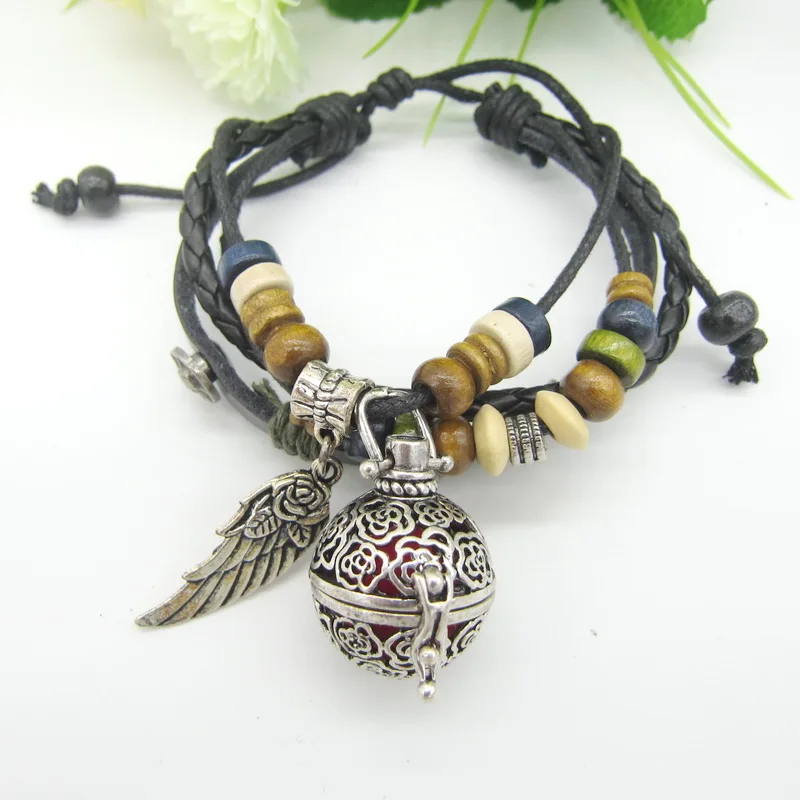 Popular Design Pretty Wing and Flower Locket Box DIY Lava/Felt Balls Trendy Essential Oil Diffuser Leather Bracelet
Popular Design Pretty Wing and Flower Locket Box DIY Lava/Felt Balls Trendy Essential Oil Diffuser Leather Bracelet