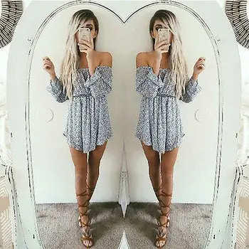 Newest Women's Summer Short Mini Dress Ladies Slash Neck Floral Print Beach Evening Party Sundress
Newest Women's Summer Short Mini Dress Ladies Slash Neck Floral Print Beach Evening Party Sundress