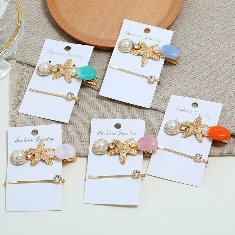 2Pcs/set Gold Starfish Hair Grip Fashion Imitation Pearl Barrettes Crystal BB Hair Clip Accessories for Women Girl Headwear
2Pcs/set Gold Starfish Hair Grip Fashion Imitation Pearl Barrettes Crystal BB Hair Clip Accessories for Women Girl Headwear