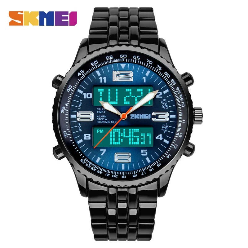 

SKMEI LED Digital Watches Men Luxury Brand Military Quartz Watch relogio masculino Top Full Stainless Steel Men Wrist Watch 1032