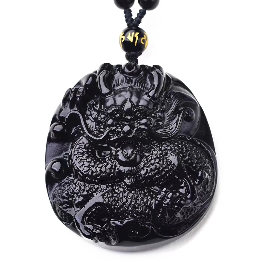 Natural Black obsidian carving Circle the dragon Guardian Necklace Fashion Jewelry pendant Supernatural Amulet Knot Lucky
Natural Black obsidian carving Circle the dragon Guardian Necklace Fashion Jewelry pendant Supernatural Amulet Knot Lucky