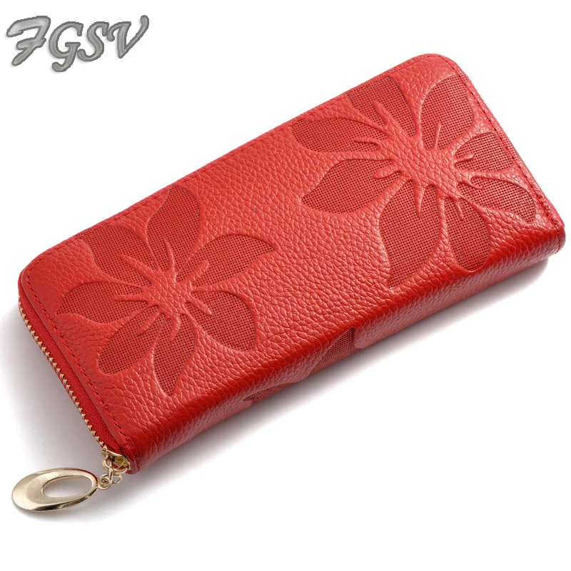 FGSV High quality Split leather zipper women long wallets big embossing kapok flower purses day clutches handbag FGS65
FGSV High quality Split leather zipper women long wallets big embossing kapok flower purses day clutches handbag FGS65
