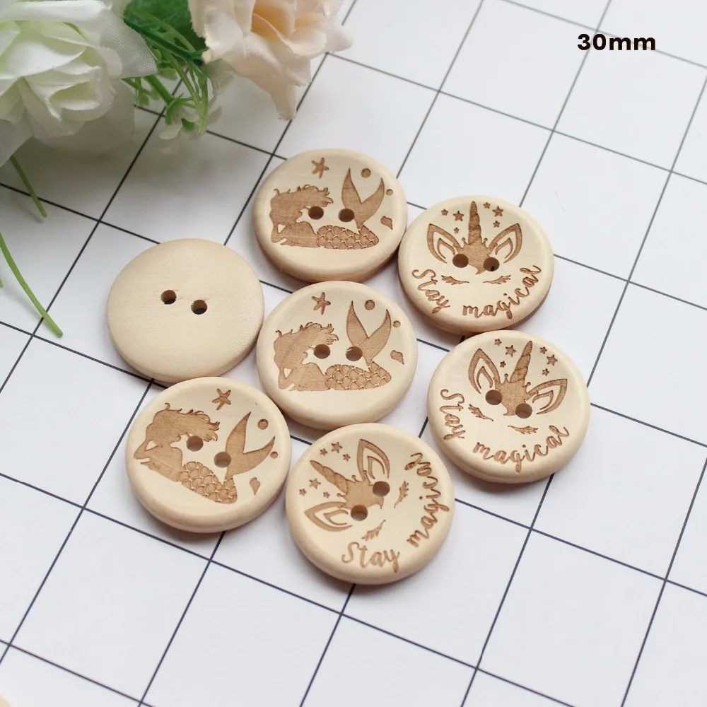 (10pcs each) 30mm Mermaid Buttons Unicorn Wooden Buttons 'Stay Magical' Sewing Button Suppliers Unfinished Natural 1.2"-AD0171
(10pcs each) 30mm Mermaid Buttons Unicorn Wooden Buttons 'Stay Magical' Sewing Button Suppliers Unfinished Natural 1.2"-AD0171