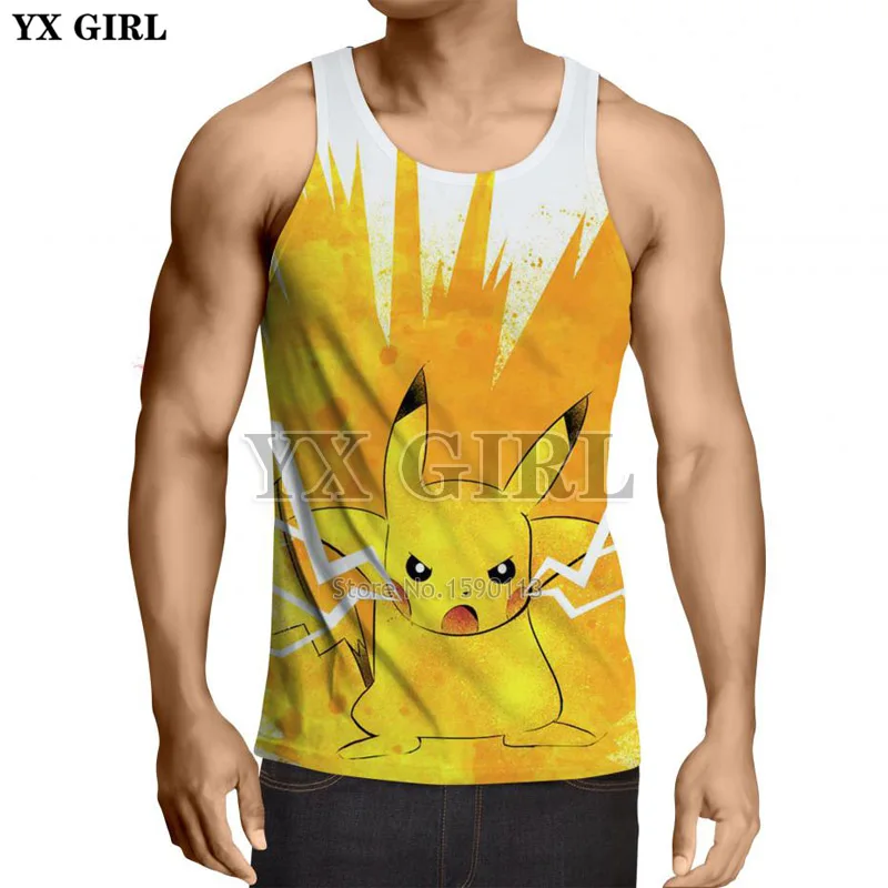 YX GIRL Cartoon Pokemon Cool vest 2018 summer New style Fashion Mens 3d Vest Cute Pikachu Printed Unisex Tank tops
YX GIRL Cartoon Pokemon Cool vest 2018 summer New style Fashion Mens 3d Vest Cute Pikachu Printed Unisex Tank tops