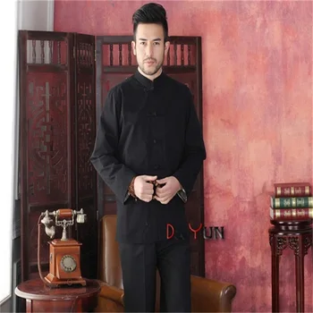 

Free Shipping Novelty Black Men's Tang Suit Classic Chinese Style Top Hidden Dragon Jacket Button Coat S M L XL XXL XXXL