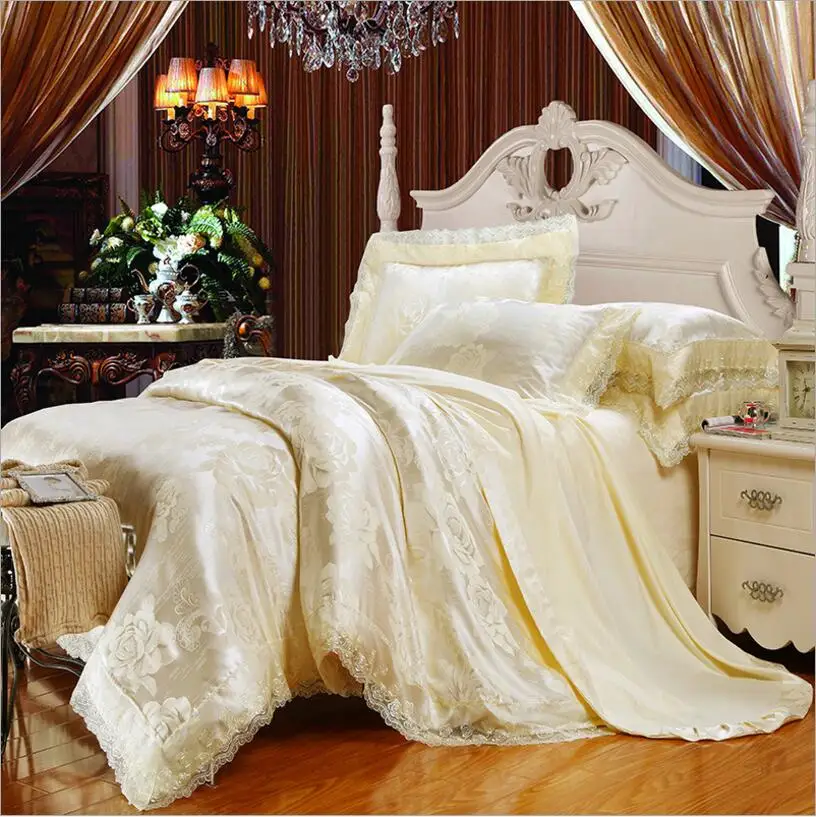 Embroidered Bed Set 4/6 Pcs Silver Jacquard Silk Cotton Bedding Set King Queen Size Lace Duvet Cover Bedsheet Linen Pillowcase
Embroidered Bed Set 4/6 Pcs Silver Jacquard Silk Cotton Bedding Set King Queen Size Lace Duvet Cover Bedsheet Linen Pillowcase