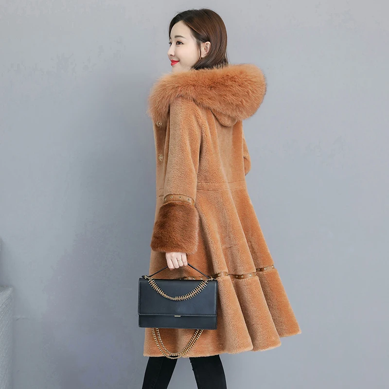 HANZANGL 2019 Winter Wool Coat Women's plus size hooded fox fur Thick Warm Fur Coats Skirt type Hem jacket overcoat M~4XL
HANZANGL 2019 Winter Wool Coat Women's plus size hooded fox fur Thick Warm Fur Coats Skirt type Hem jacket overcoat M~4XL