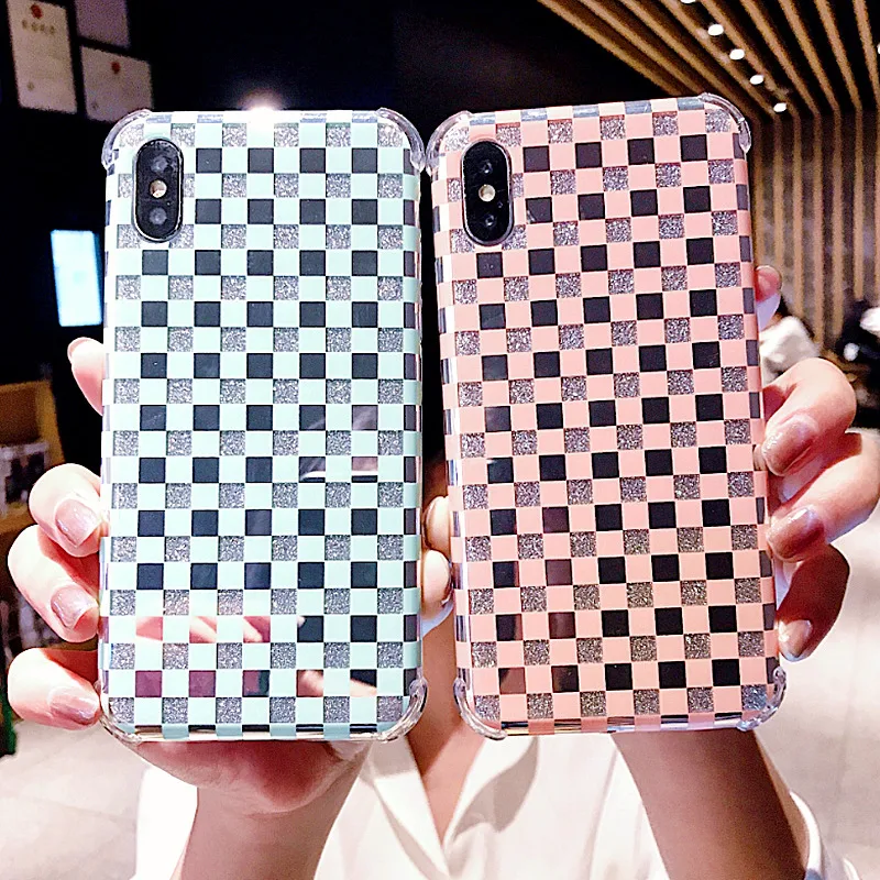 Plating Square Lattice Grid Phone Case For iPhone 7 Case 6 6S 8 Plus XS MAX X XR Four Corners Anti-fall Soft TPU Protector Cover
Plating Square Lattice Grid Phone Case For iPhone 7 Case 6 6S 8 Plus XS MAX X XR Four Corners Anti-fall Soft TPU Protector Cover