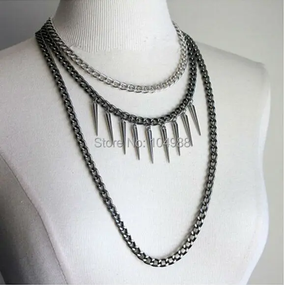 FREE SHIPPING B366 SILVER AND GRAY PLATED CHAINS NECKLACE SMALL SILVER RIVETS CHAINS NECKLACE
FREE SHIPPING B366 SILVER AND GRAY PLATED CHAINS NECKLACE SMALL SILVER RIVETS CHAINS NECKLACE