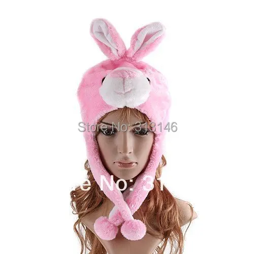 Plush Animal Pink Bunny Cartoon Fuzzy Beanie Hat Winter Adult Women Men's Children Kids Boys Girls Costume Warm Fluffy Cosplay |