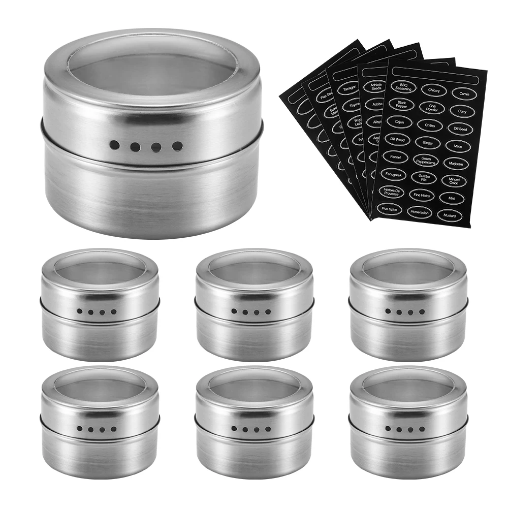 6PCS Magnetic Spice Jar Stickers Stainless Steel Spice Cans Storage Container Spice Pepper Seasoning Sprays Tools
6PCS Magnetic Spice Jar Stickers Stainless Steel Spice Cans Storage Container Spice Pepper Seasoning Sprays Tools