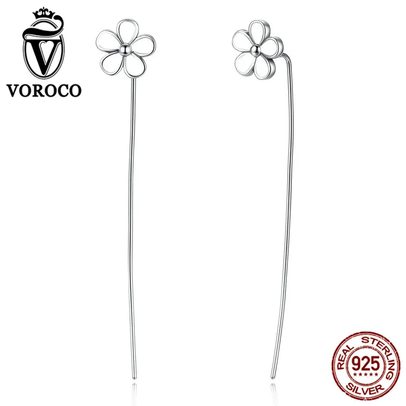 VOROCO 2017 925 Sterling Silver White Enamel Flower Daisy Floral Long Stud Wedding Earrings for Women Lady Fine Jewelry BKE012
VOROCO 2017 925 Sterling Silver White Enamel Flower Daisy Floral Long Stud Wedding Earrings for Women Lady Fine Jewelry BKE012