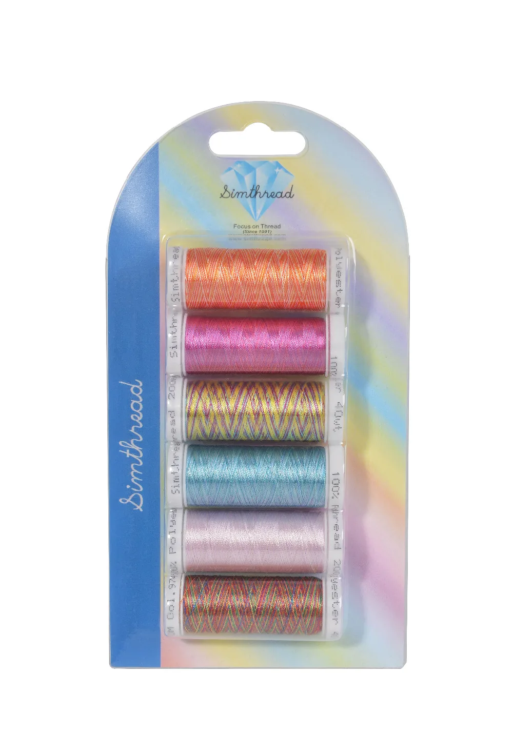SIMTHREAD Multi-colored Polyester Embroidery Thread, 300M/bobbin, 6pcs/kit - for Brother, Babylock, Janome, Singer EMB Machines
SIMTHREAD Multi-colored Polyester Embroidery Thread, 300M/bobbin, 6pcs/kit - for Brother, Babylock, Janome, Singer EMB Machines
