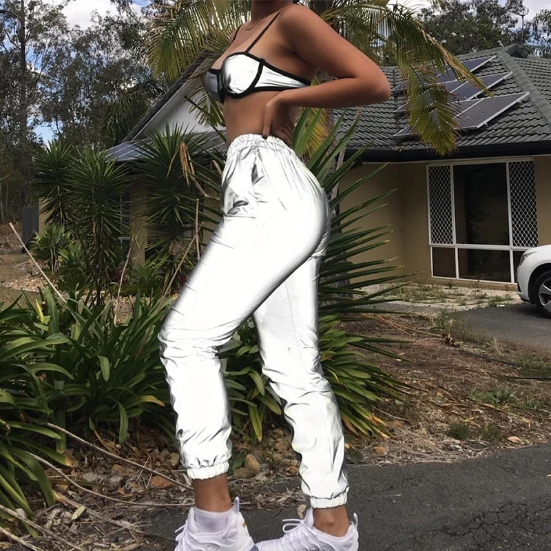 Fashion Jogging Women Pants 2022 Europe Flash Reflective Spring Pants Women Casual Gray Streetwear Trousers Lluminate Pant
Fashion Jogging Women Pants 2022 Europe Flash Reflective Spring Pants Women Casual Gray Streetwear Trousers Lluminate Pant