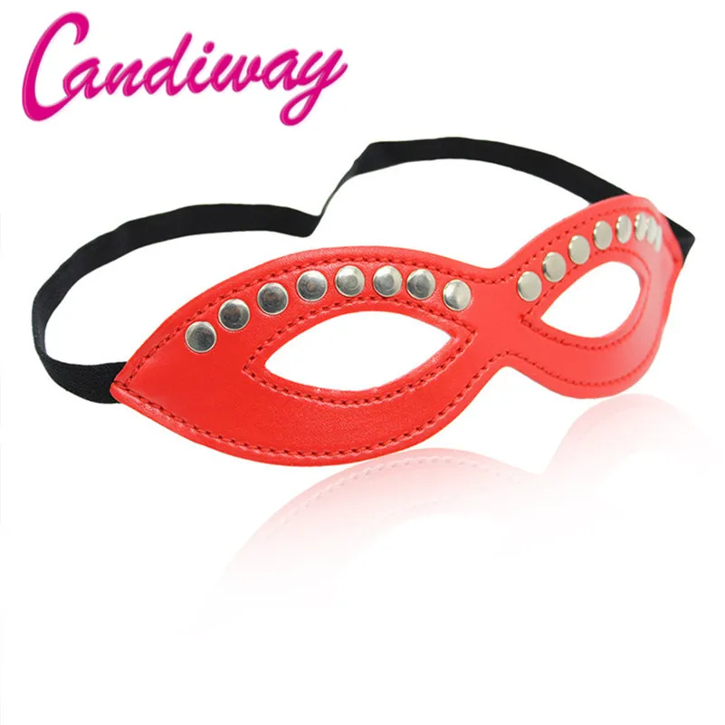 

red Leather Eye Mask For Sexy BDSM Lady Cutout Eye Face Mask fetish Masquerade Mysterious Masks mid-night Party Fancy cosplay