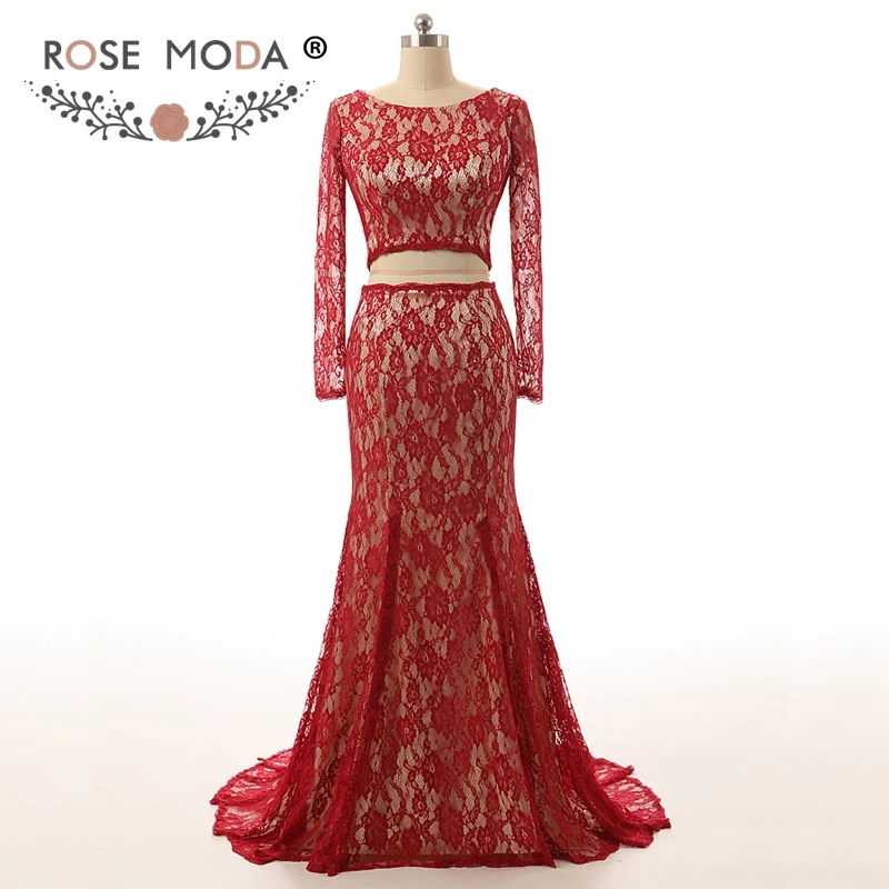 Розовое Платье Moda из двух частей укороченный топ бордовое кружевное вечернее