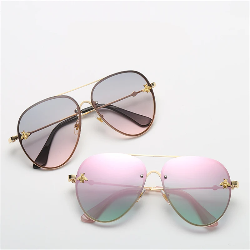 ASOUZ 2019 new fashion ladies sunglasses UV400 metal oval frame bee sunglasses classic brand design sports driving sunglasses (5)