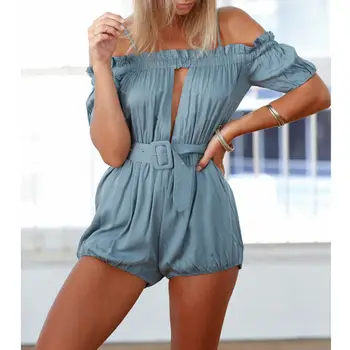New Women High Waist Off Shoulder slash neck hollow out solid blue summer womenShort Playsuit Party Cocktail Jumpsuit&Romper
New Women High Waist Off Shoulder slash neck hollow out solid blue summer womenShort Playsuit Party Cocktail Jumpsuit&Romper