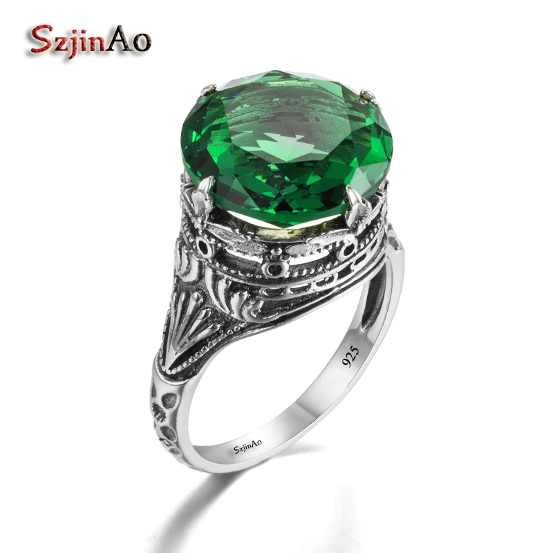 Szjinao Female Personality Green Emerald 925 Sterling Silver Rings For Women Punk Rock Ancient Jewelry Halloween Gift Noel
Szjinao Female Personality Green Emerald 925 Sterling Silver Rings For Women Punk Rock Ancient Jewelry Halloween Gift Noel
