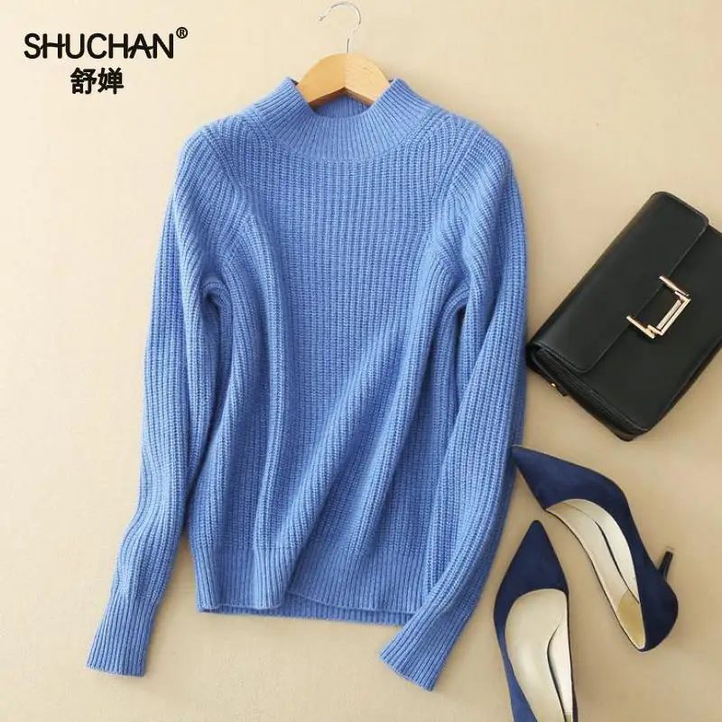 SHUCHAN Women's Cashmere Sweaters With Long Sleeves Knit 2017 New Arrival Autumn Winter Cashmere Knitted Sweaters Basic B107
SHUCHAN Women's Cashmere Sweaters With Long Sleeves Knit 2017 New Arrival Autumn Winter Cashmere Knitted Sweaters Basic B107