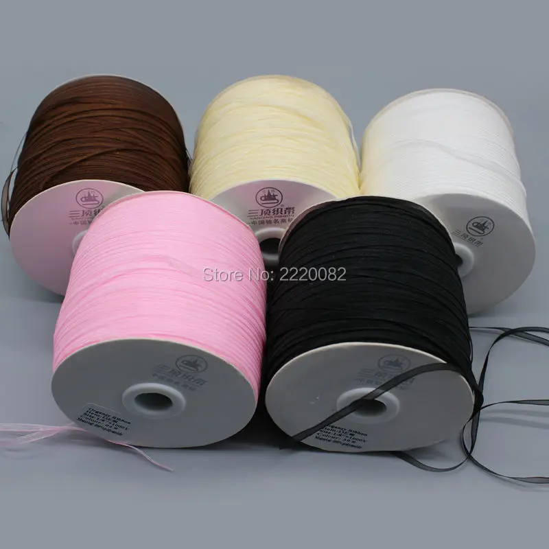 

Free Shipping 1/8" 1000 yards per roll Ribbon/tag sling/garment hang tag sling/string/packing silk ribbon/clothing thread cords