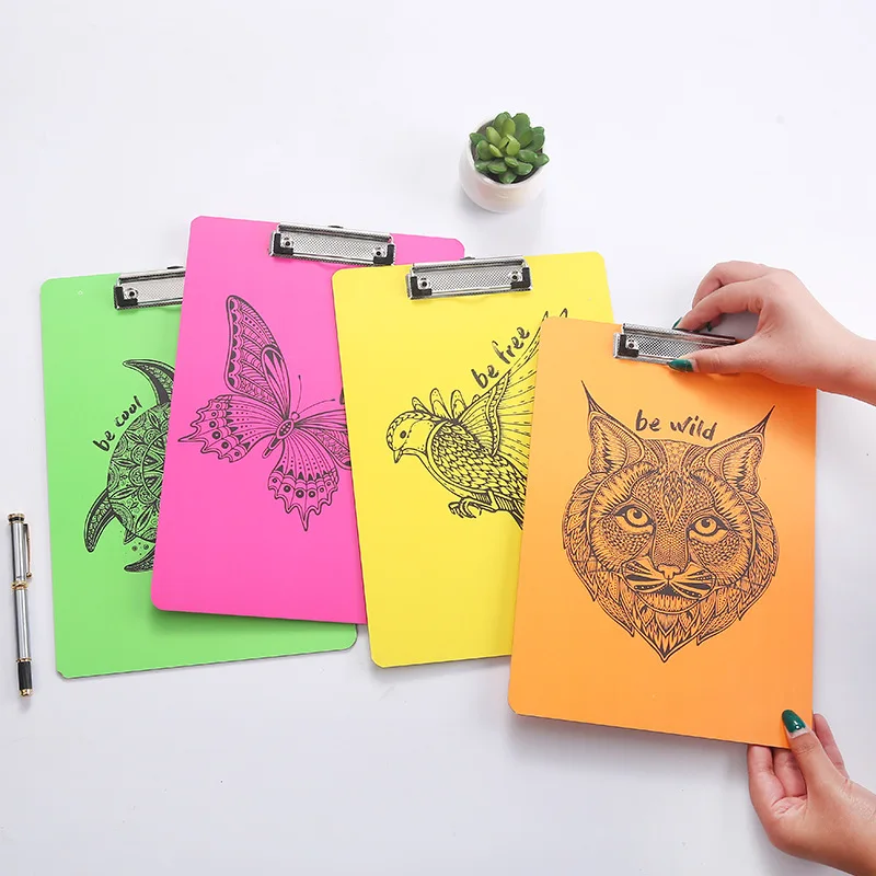 1pcs Cratoon Animal A4 Fluorescent Wood Board Clip Creative Practical Office Filing Folder Cute Butterfly Products | Канцтовары для