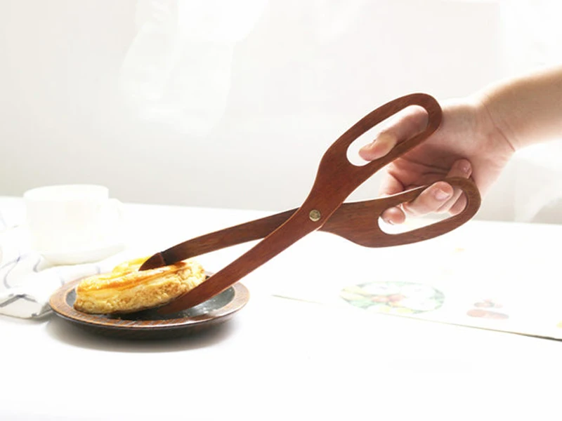 Premium Wooden Tong, Creative Scissor Type Cake Bread Server, Dessert Tong Fruit Salad Clip Wooden Kitchen Utensils Fancy Household Gift  (2)