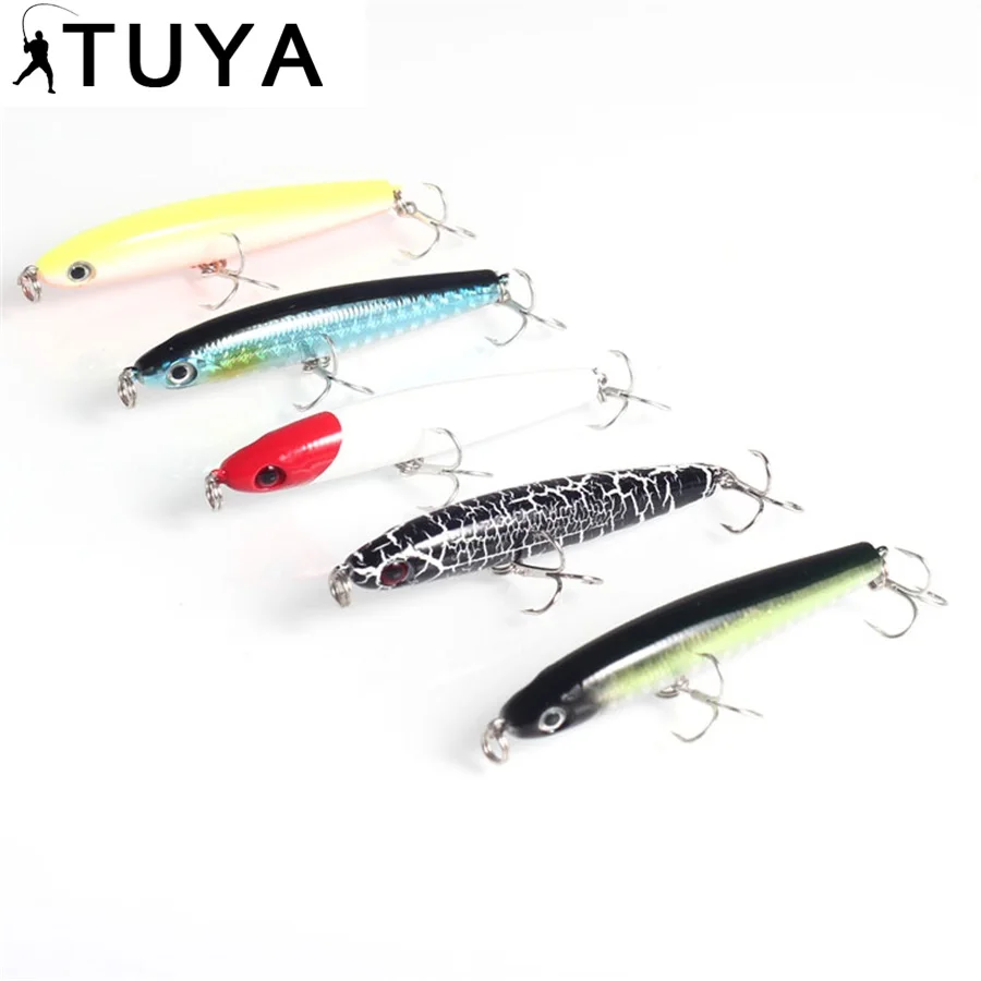 TUYA 5pcs/set Pencil Fishing Lure Stickbait Floating Topwater Bionic Fish Lipless Minnow Artificial Bait Hard Bait 7cm 8.2g
TUYA 5pcs/set Pencil Fishing Lure Stickbait Floating Topwater Bionic Fish Lipless Minnow Artificial Bait Hard Bait 7cm 8.2g