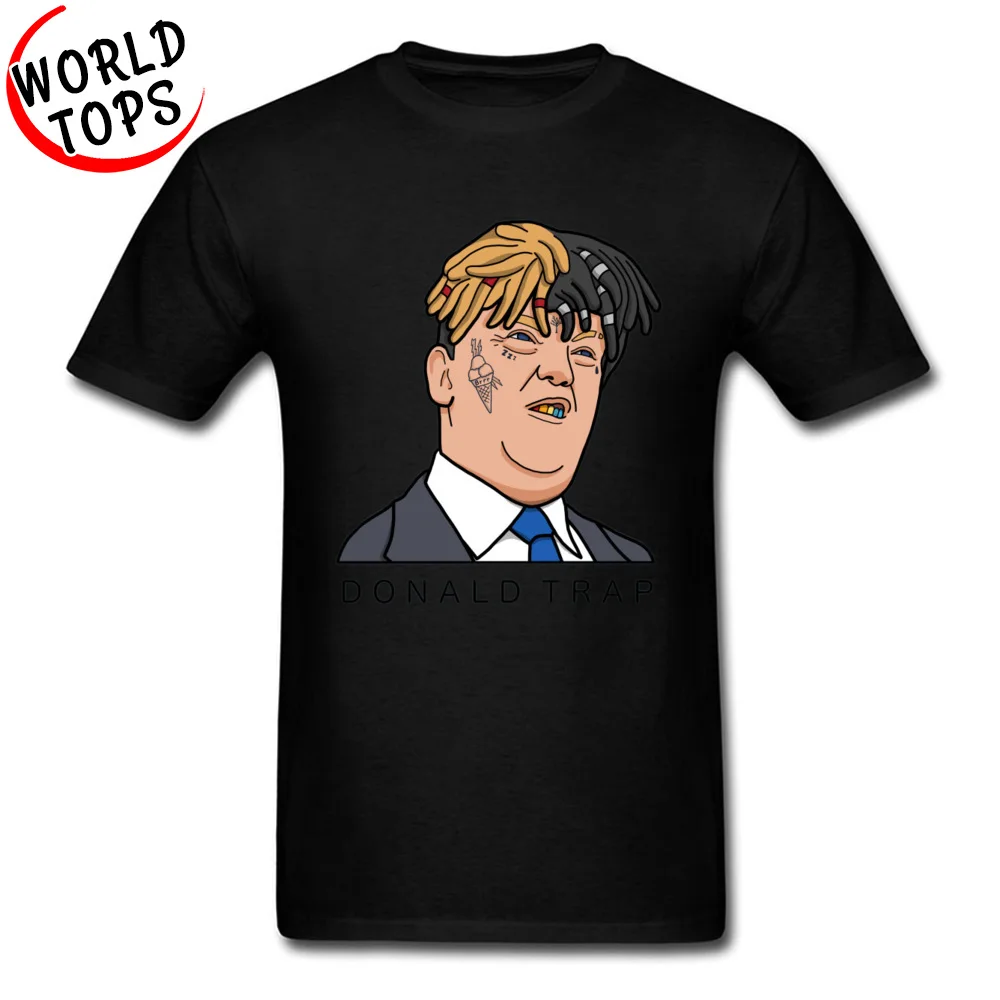 DONALD TRAP Summer/Autumn 100% Cotton O Neck Tops Tees Short Sleeve Funny Tee Shirt Special Casual T Shirts Top Quality DONALD TRAP black