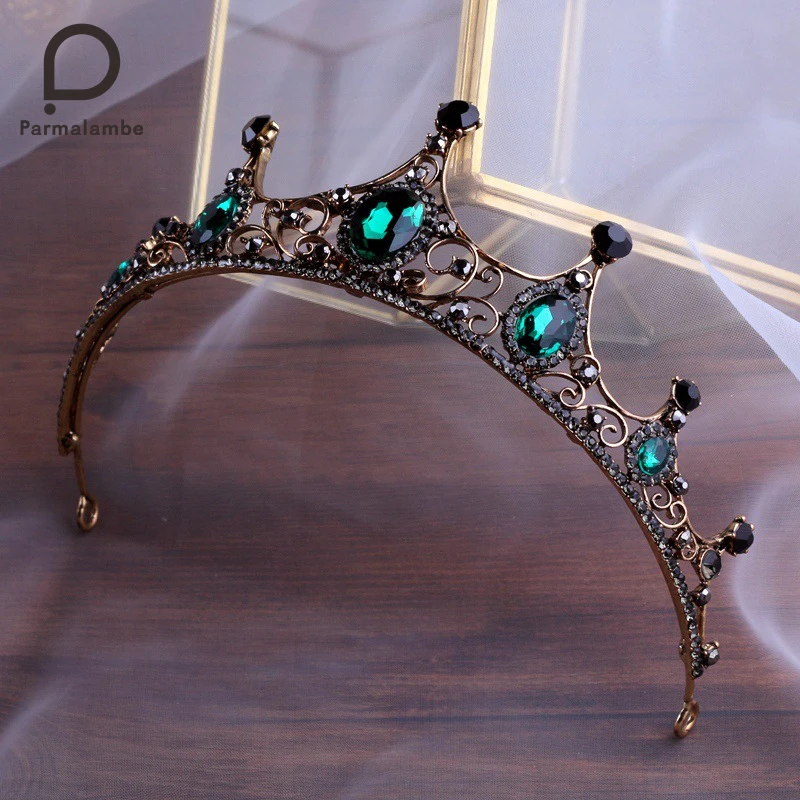 Parmalambe Baroque Tiaras Green Crystal Black Rhinestone Encrusted Handmade Wedding Headpieces Crown Vintage Bridal Accessories
Parmalambe Baroque Tiaras Green Crystal Black Rhinestone Encrusted Handmade Wedding Headpieces Crown Vintage Bridal Accessories